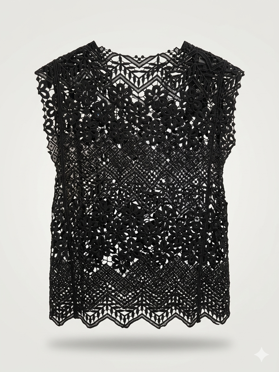 Floral Guipure Lace Sleeveless Top