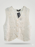 Boho Mixed-Media Crochet Trim Vest