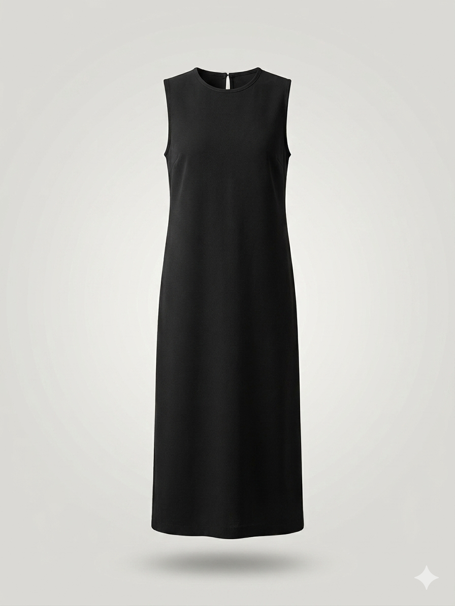 Minimalist Sleeveless Shift Midi Dress