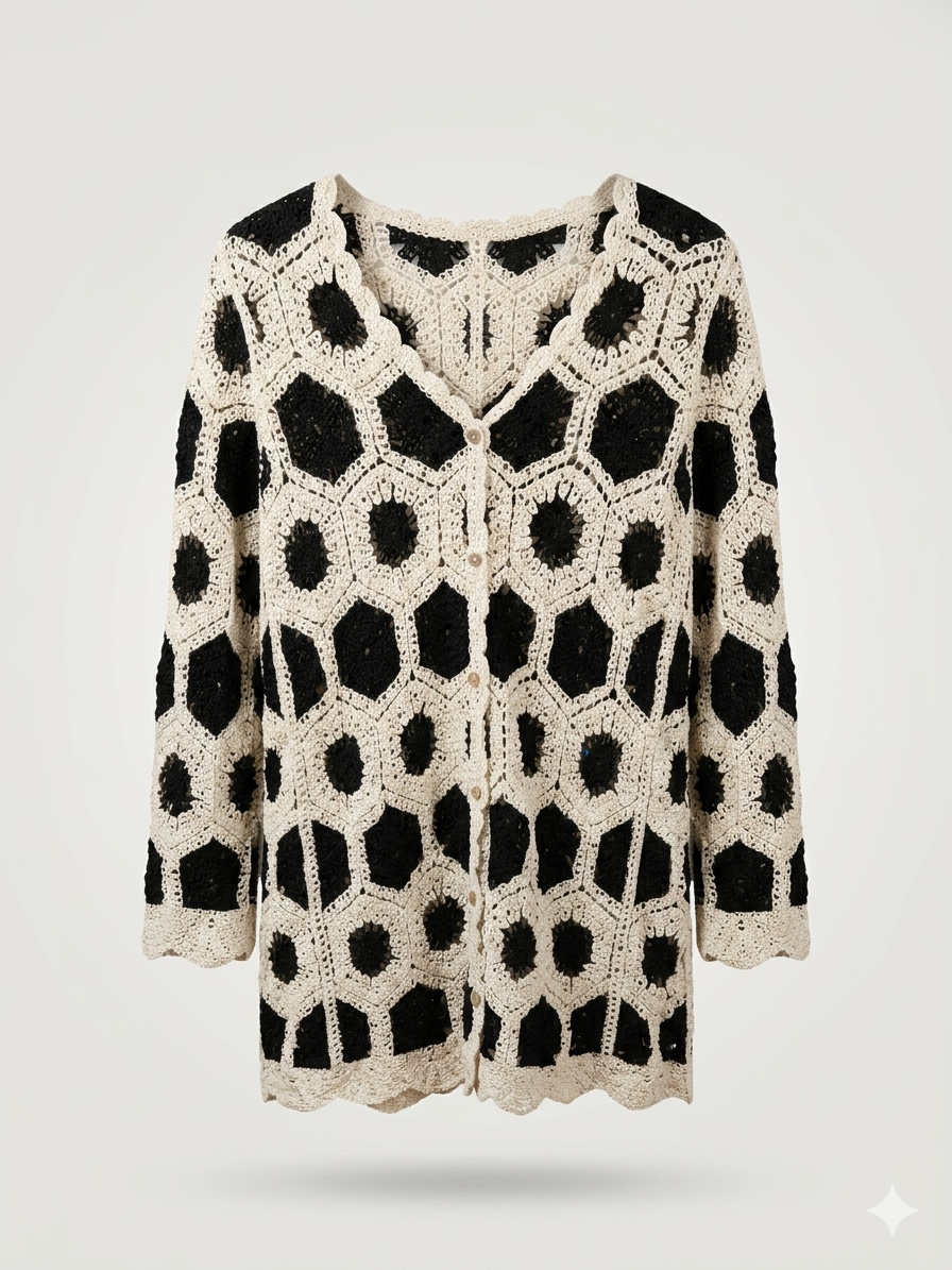 Granny Square Hexagon Crochet Cardigan