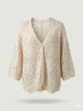 Floral Lace Openwork V-Neck Cardigan