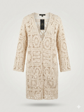Oversized Paisley Lace Contrast Crochet Cardigan