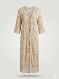 Vintage-Inspired Openwork Vintage-Inspired Openwork Bell-Sleeve Long CardiganBell-Sleeve Long Cardigan