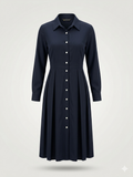 Tailored Pleated Midi Shirt-Dress