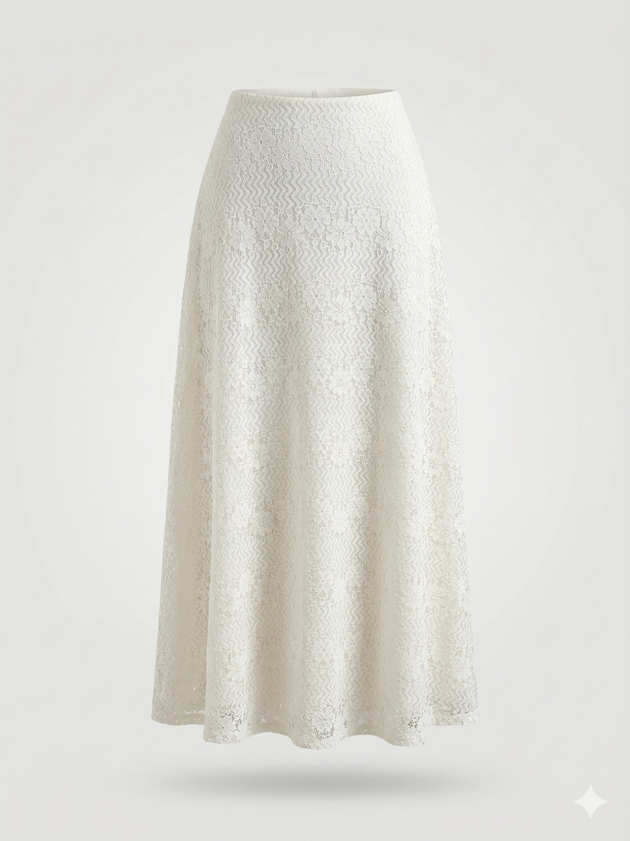 Floral Lace A-Line Maxi Skirt