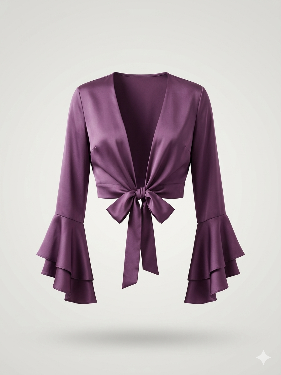 Amour Satin Tie-Front Top