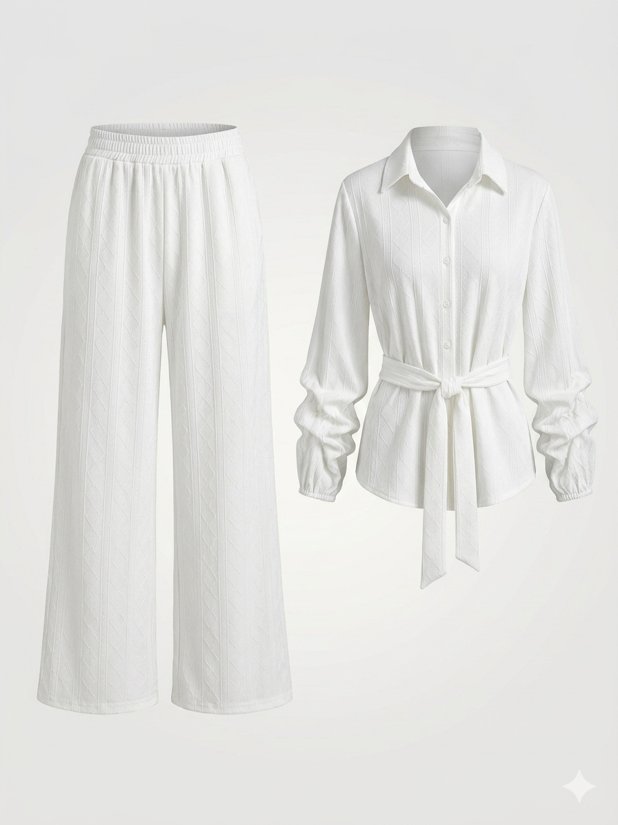 Two-Piece Pointelle Knit Loungewear Set