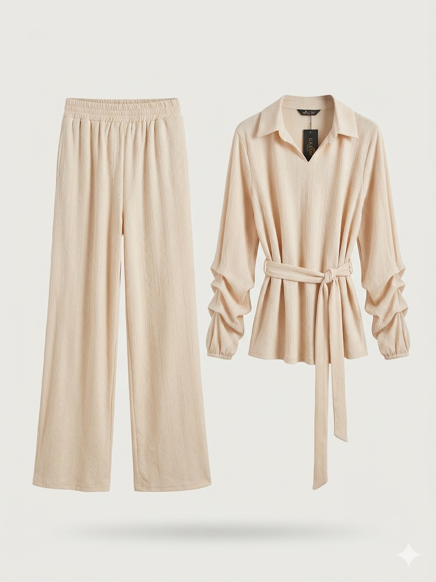 Two-Piece Pointelle Knit Loungewear Set