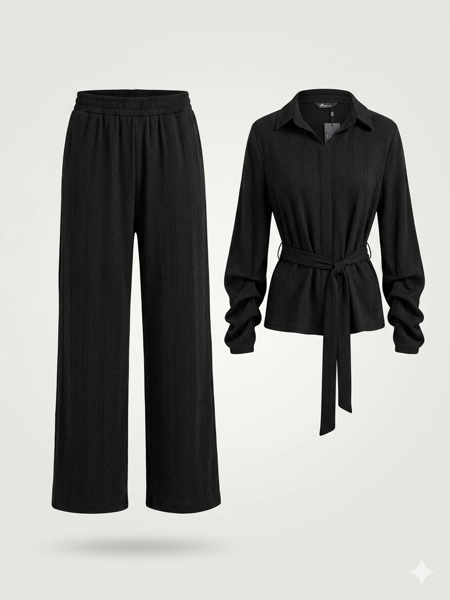 Two-Piece Pointelle Knit Loungewear Set