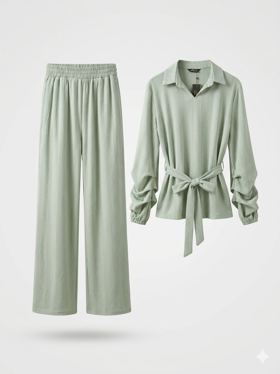 Two-Piece Pointelle Knit Loungewear Set