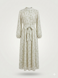 Romantic Floral Lace Overlay Mock-Neck Dress