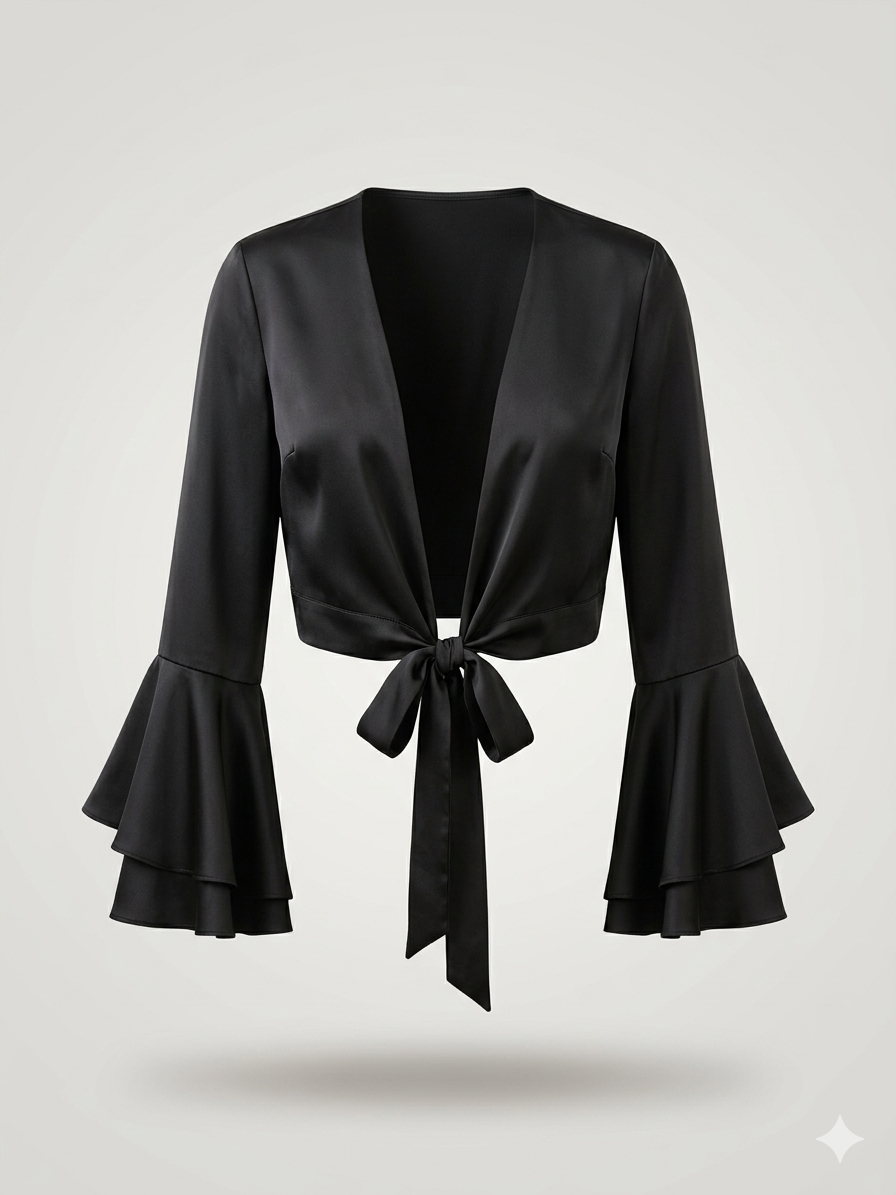 Amour Satin Tie-Front Top