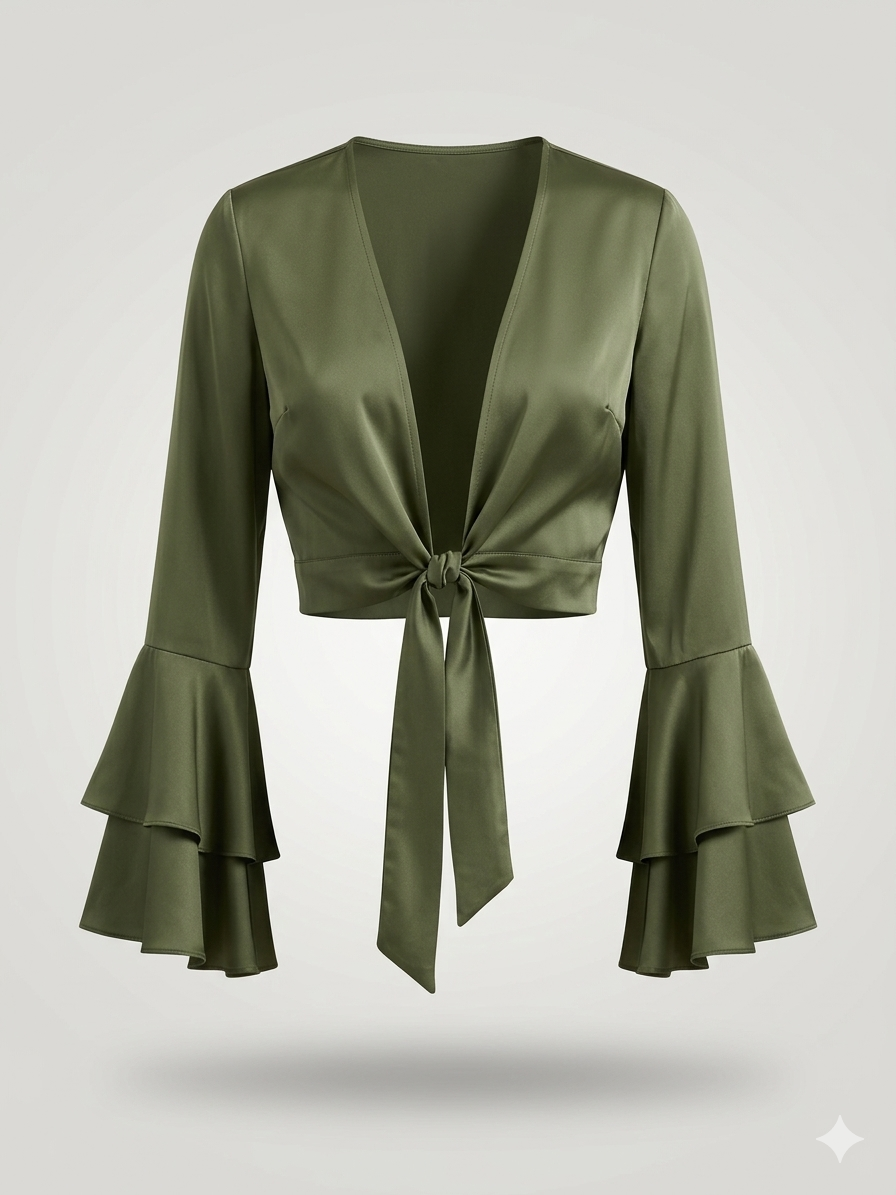 Amour Satin Tie-Front Top