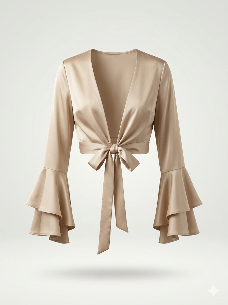 Amour Satin Tie-Front Top