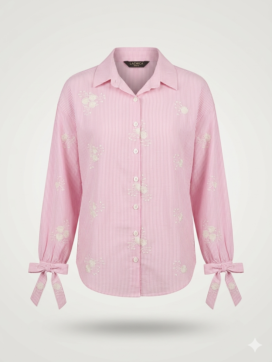 Striped Embroidered Button-Down