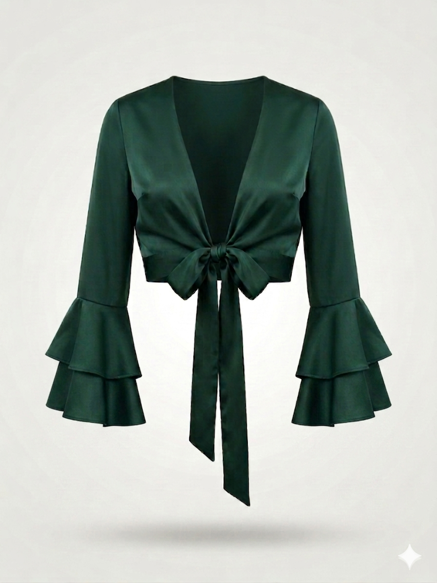 Amour Satin Tie-Front Top