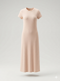 Rib-Knit Short-Sleeve Maxi Column Dress