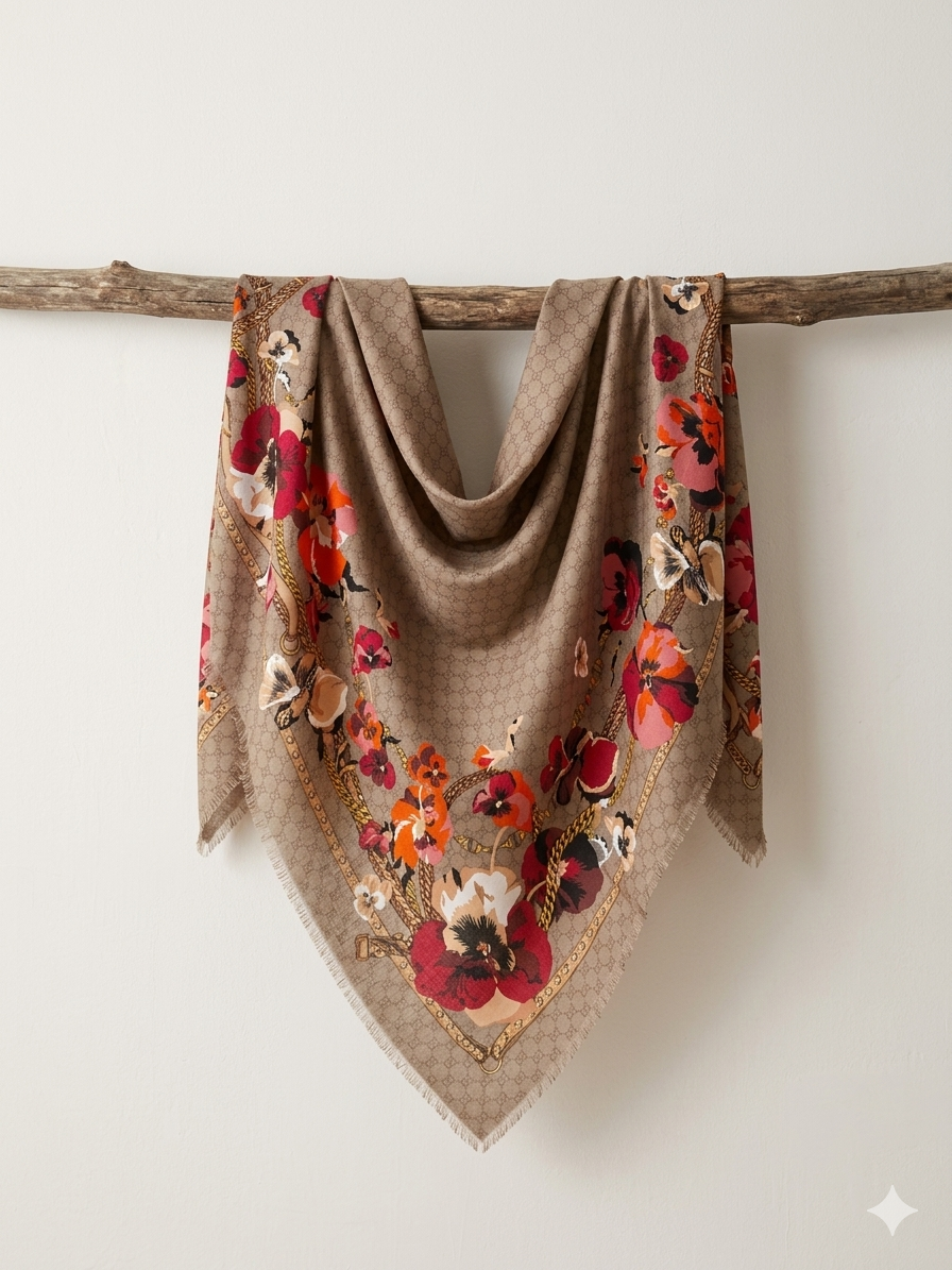 Pansy Floral Print Shawl