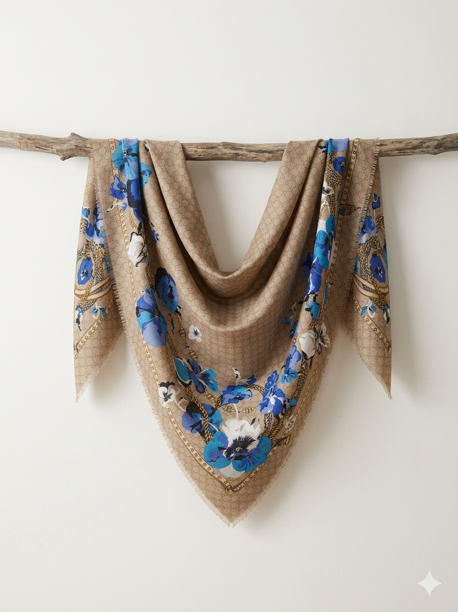 Pansy Floral Print Shawl