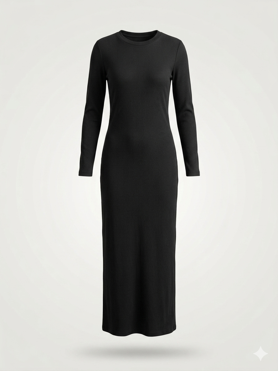 Minimalist Full-Length Ribbed Base Dress