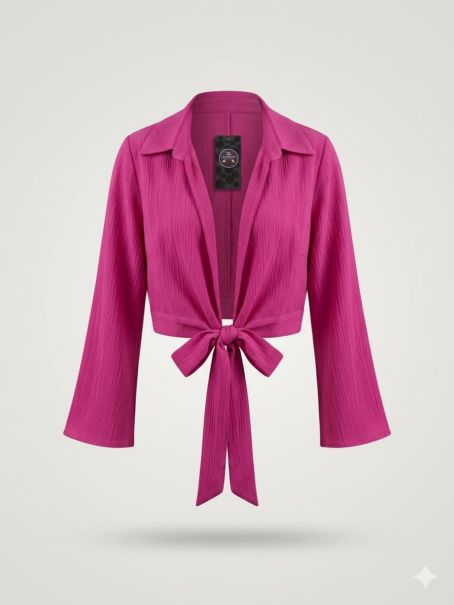Crinkled Tie-Front Cropped Shirt