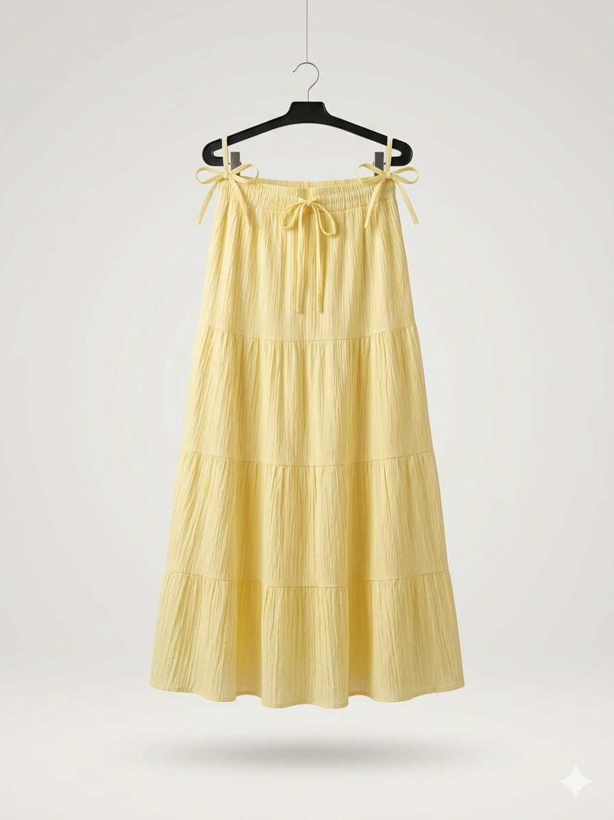 Tiered Crinkle Midi/Maxi Skirt