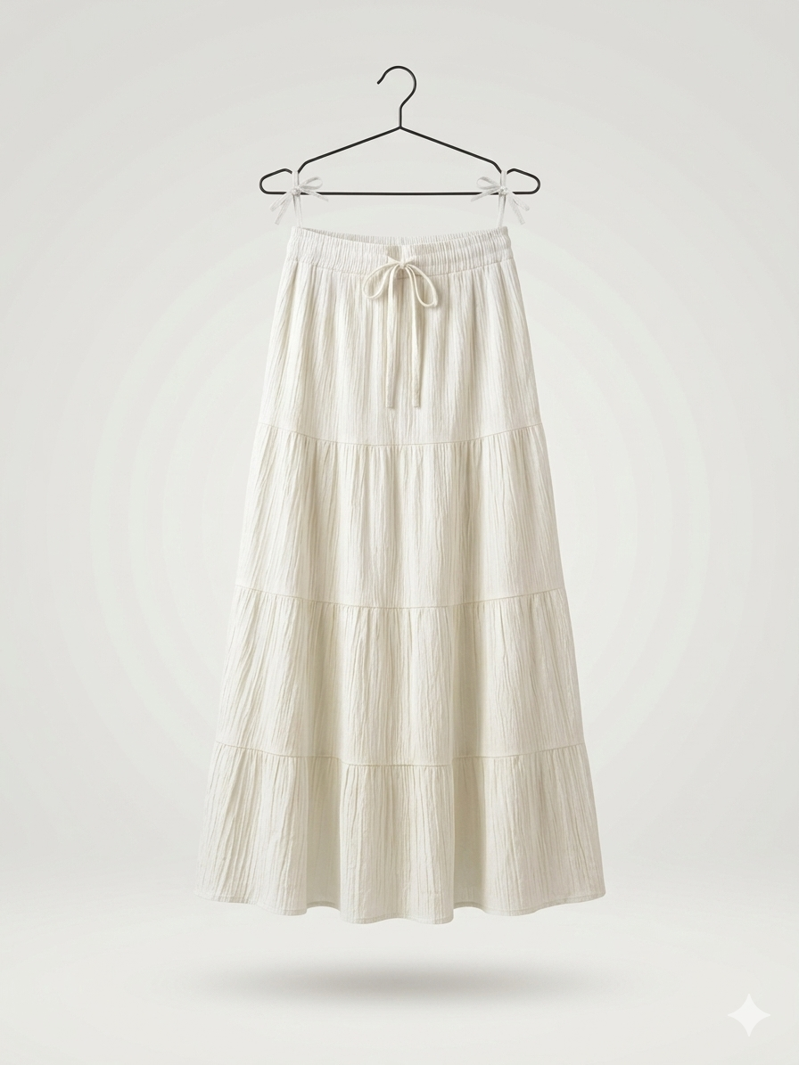 Tiered Crinkle Midi/Maxi Skirt