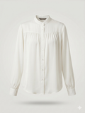 Minimalist Band-Collar Liquid Satin Blouse