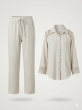 Two-Piece Pointelle Ribbed-Knit Loungewear Set
