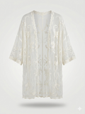Floral Embroidered Mesh Kimono Cardigan