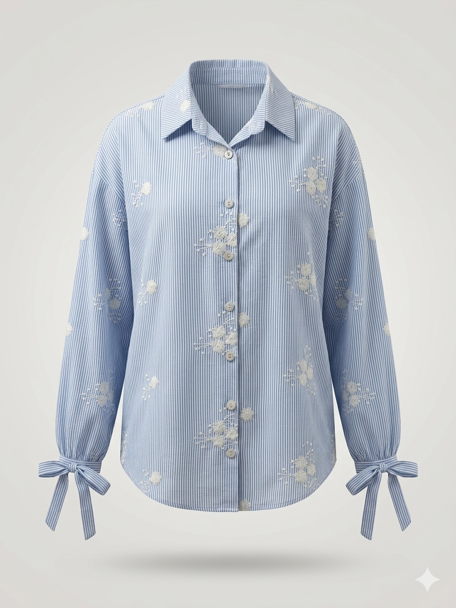 Striped Embroidered Button-Down