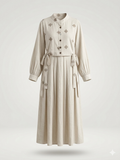 Artisanal Tile-Embroidered Linen Maxi Dress