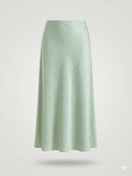 Rhinestone-Embellished Satin Midi Skirt