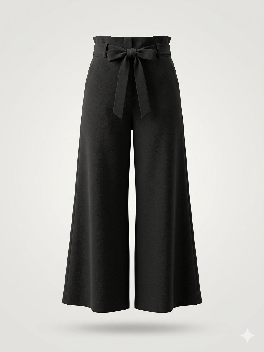 High-Waisted Wide-Leg Trousers with a Matching Tie Belt