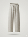 High-Waisted Wide-Leg Pinstripe Linen Trousers