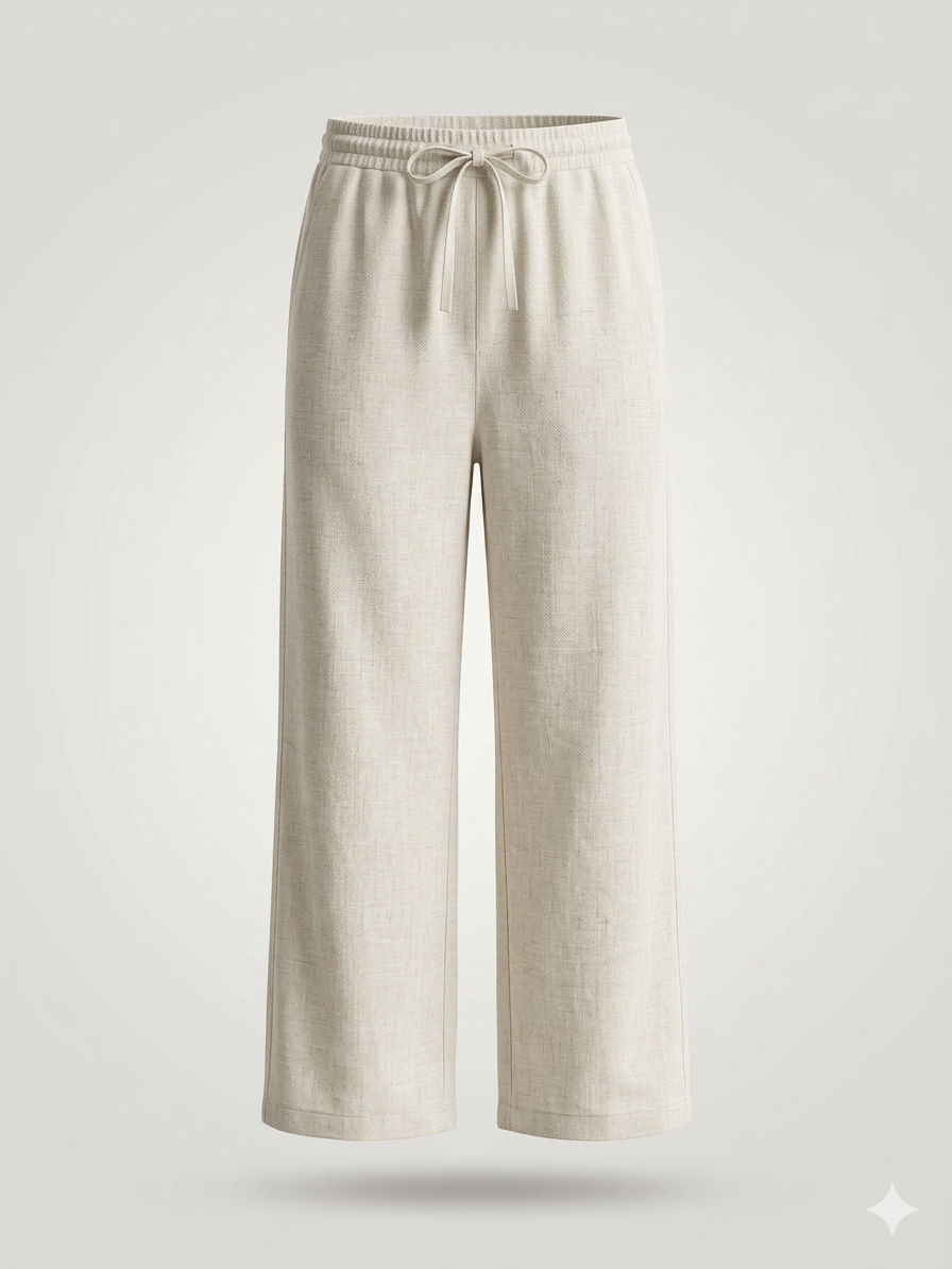 High-Waisted Wide-Leg Linen Trousers