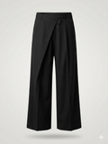 Asymmetric Cross-Over Wide-Leg Trousers