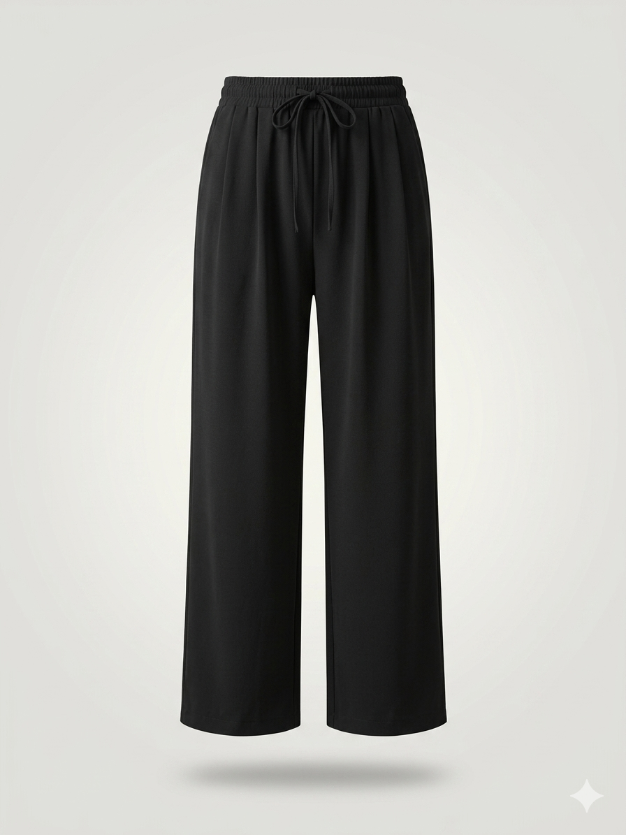 High-Waisted Wide-Leg linen Crinkle Trousers