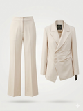 Asymmetric Ruched Side-Button Pantsuit Set