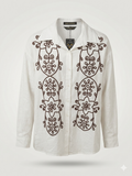 Contrast Soutache Embroidered Scroll Blouse