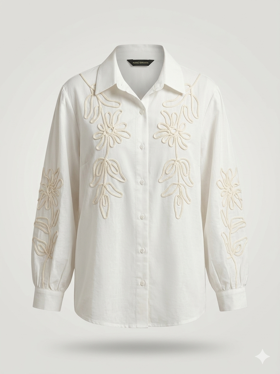 Soutache Cord Embroidered Floral Blouse