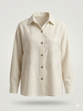 Floral Chain-Stitch Embroidered Linen Blouse