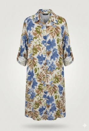 Ottone Floral Linen Shirt Dress
